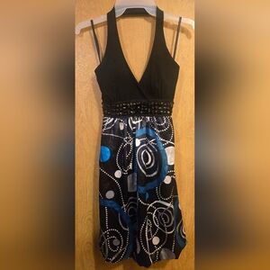 Taboo Black And Blue Y2K Style Semi Formal Halter Top Dress Size Small